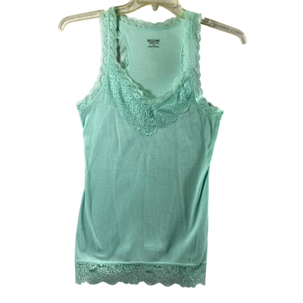 Mossimo Y2K Tank Top Womens‎ Large Long Lace Mint Green Feminine Dainty Layer